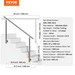 VEVOR 149.9 cm Handrails for Outdoor Steps Staircase for Porch Deck Side-mount