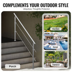 VEVOR 180.1 cm Handrails for Outdoor Steps 2 Crossbars Staircase for Porch Deck
