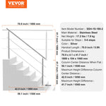 VEVOR 180.1 cm Handrails for Outdoor Steps 2 Crossbars Staircase for Porch Deck
