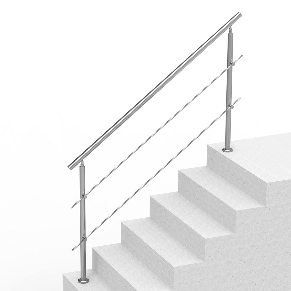 VEVOR 180.1 cm Handrails for Outdoor Steps 2 Crossbars Staircase for Porch Deck
