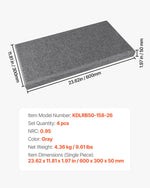 VEVOR 4 PCS Acoustic Panels, 2 inch Thick 23.6 x 11.8 inch Fiberglass Sound Absorbing Panels, Self-adhesive Soundproof Wall Boards, for Studios, Office, Home Theater,Meeting Room, Gray