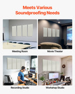 VEVOR 4 PCS Acoustic Panels, 2 inch Thick 23.6 x 11.8 inch Fiberglass Sound Absorbing Panels, Self-adhesive Soundproof Wall Boards, for Studios, Office, Home Theater,Meeting Room, Beige