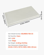 VEVOR 4 PCS Acoustic Panels, 2 inch Thick 23.6 x 11.8 inch Fiberglass Sound Absorbing Panels, Self-adhesive Soundproof Wall Boards, for Studios, Office, Home Theater,Meeting Room, Beige