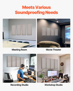 VEVOR 4 PCS Acoustic Panels, 2 inch Thick 23.6 x 11.8 inch Fiberglass Sound Absorbing Panels, Self-adhesive Soundproof Wall Boards, for Studios, Office, Home Theater,Meeting Room, Camel