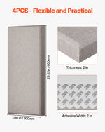 VEVOR 4 PCS Acoustic Panels, 2 inch Thick 23.6 x 11.8 inch Fiberglass Sound Absorbing Panels, Self-adhesive Soundproof Wall Boards, for Studios, Office, Home Theater,Meeting Room, Camel