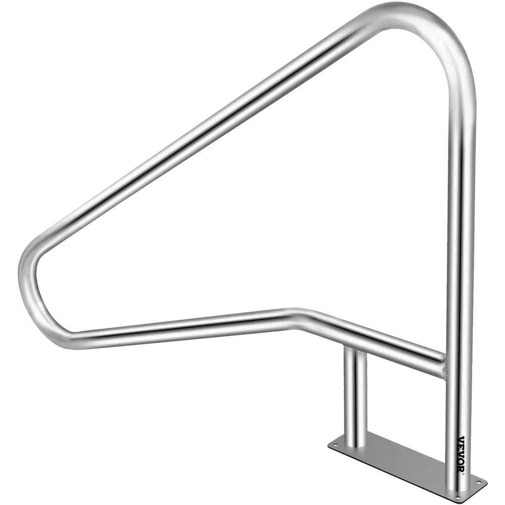 VEVOR Pool Rail 54x36" Pool Railing 304 Stainless Steel 250LBS Load Capacity Silver Rustproof Pool Handrail Humanized Swimming Pool Handrail with Blue Grip Cover & M8 Drill Bit & Self-taping Screws