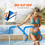 VEVOR Pool Handrail,46 x 37 inch Pool Railing, Stainless Steel (Pre-built) for Indoor/Outdoor Pools,Swimming Pool Railing for Decks,Rust-Proof Grab Bar with Blue Grip Cover&Accessories for Spas