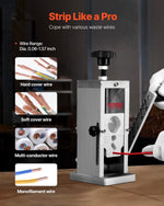VEVOR Manual Wire Stripping Machine, 1.5mm-40mm Copper Stripper with Hand Crank or Drill Powered, Visible Stripping Depth Reference, Portable Aluminum Frame Wire Peeler for Scrap Copper Recycling