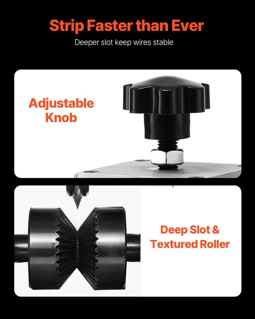 VEVOR Manual Wire Stripping Machine, 1.5mm-40mm Copper Stripper with Hand Crank or Drill Powered, Visible Stripping Depth Reference, Portable Aluminum Frame Wire Peeler for Scrap Copper Recycling
