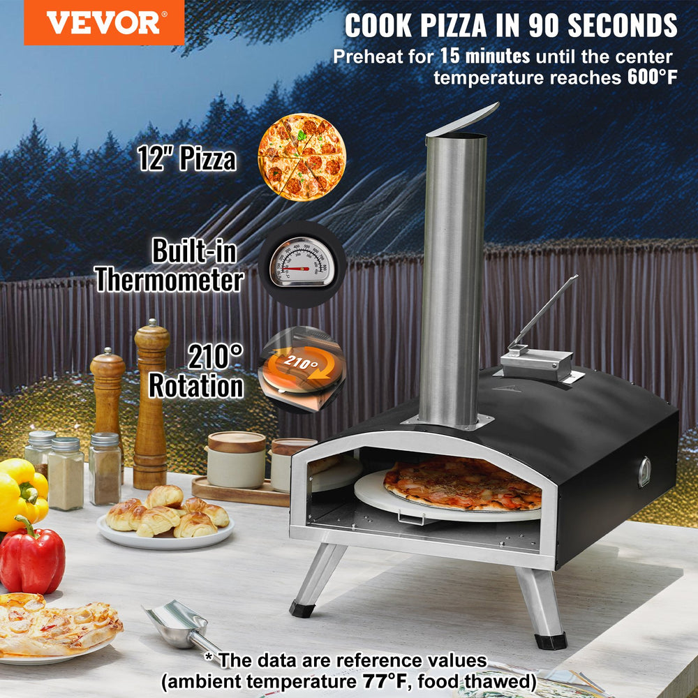 VEVOR 30.5 cm Outdoor Pizza Oven Portable Wood Pellet Pizza Oven Iron Spray Camping