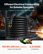 VEVOR 50 FT(15.24 m) 10AWG (6 mm²) Premium Electrical Power Cable Copper Extension Cord Wire