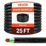 VEVOR 25 FT(7.62 m) 6AWG (16 mm²) Premium Electrical Power Cable Extension Cord Copper Wire
