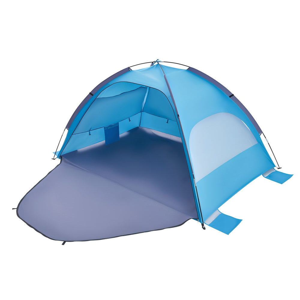 VEVOR Beach Tent Sun Shelter for 3 Person, UPF 50+ Protection, Portable Sun Shade Canopy with Carrying Bag & Sand Pockets, Lightweight and Easy Setup Beach Umbrella for Camping Fishing Outdoor Picnic
