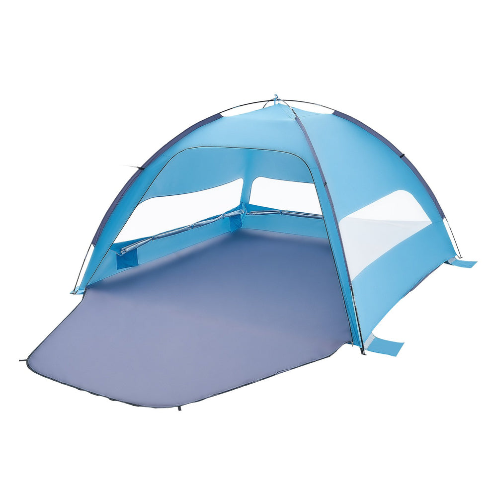 VEVOR Beach Tent Sun Shelter for 6 Person, UPF 50+ Protection, Portable Sun Shade Canopy with Carrying Bag & Sand Pockets, Lightweight and Easy Setup Beach Umbrella for Camping Fishing Outdoor Picnic