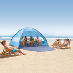 VEVOR Beach Tent Sun Shelter for 8 Person, UPF 50+ Protection, Portable Sun Shade Canopy with Carrying Bag & Sand Pockets, Lightweight and Easy Setup Beach Umbrella for Camping Fishing Outdoor Picnic