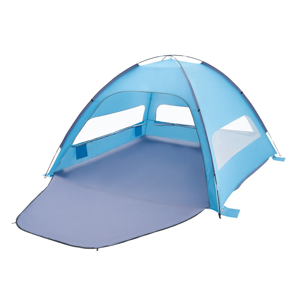 VEVOR Beach Tent Sun Shelter for 8 Person, UPF 50+ Protection, Portable Sun Shade Canopy with Carrying Bag & Sand Pockets, Lightweight and Easy Setup Beach Umbrella for Camping Fishing Outdoor Picnic