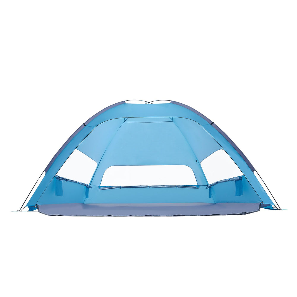 VEVOR Beach Tent Sun Shelter for 8 Person, UPF 50+ Protection, Portable Sun Shade Canopy with Carrying Bag & Sand Pockets, Lightweight and Easy Setup Beach Umbrella for Camping Fishing Outdoor Picnic