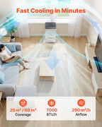 VEVOR Portable Air Conditioner, 7000 BTU 2kW 3-in-1 Standing Cooling Ac Unit, LED Touch Panel & Remote Control, 24h Timer, Cooling/Dehumidifier/Fan Mode for Room Indoor, White, Energy Efficiency: A