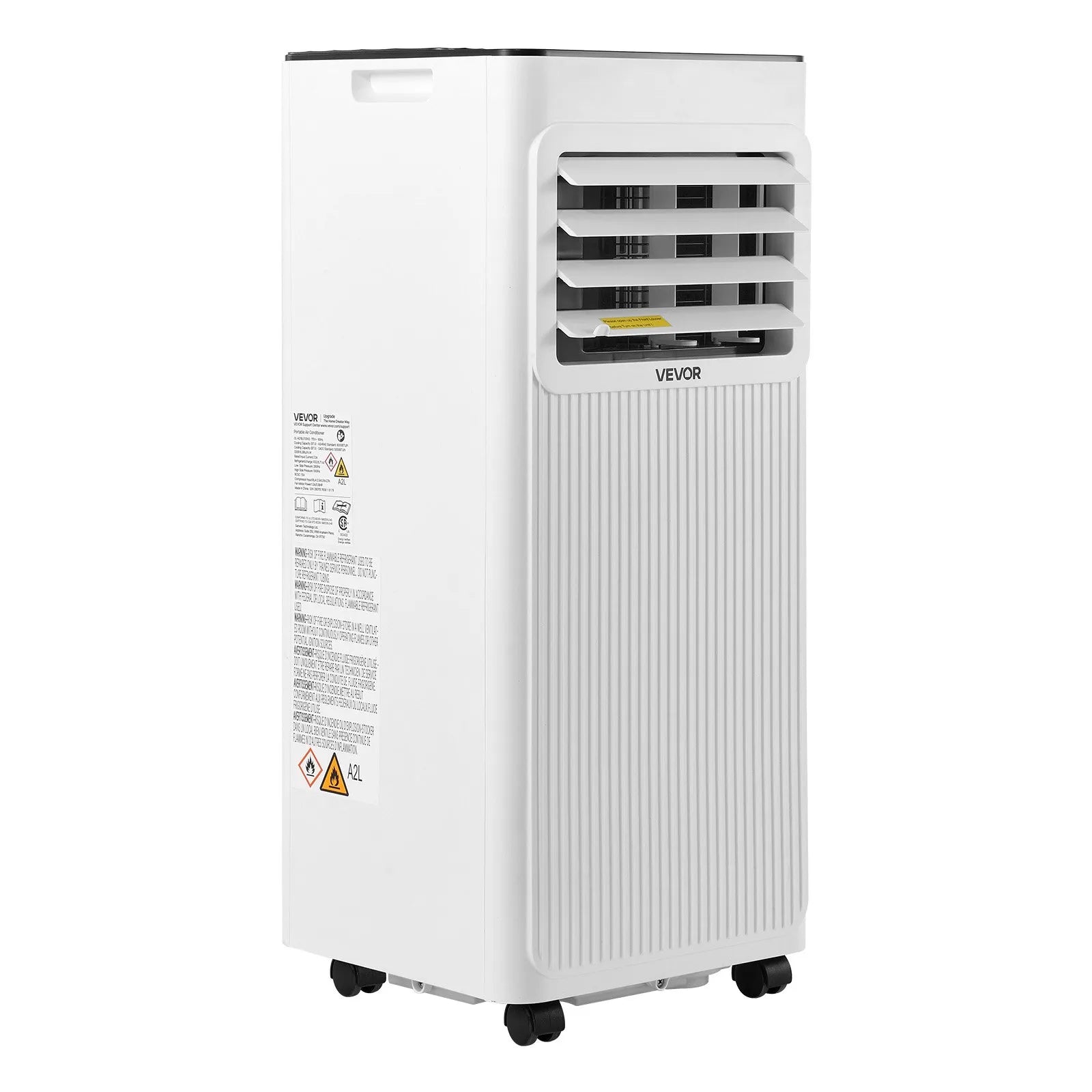 VEVOR Portable Air Conditioner, 9000 BTU 2.6kW 3-in-1 Standing Cooling Ac Unit, LED Touch Panel & Remote Control, 24h Timer, Cooling/Dehumidifier/Fan Mode for Room Indoor, White, Energy Efficiency: A