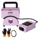 VEVOR Hat Press Machine, Mini Hat Heat Press for Caps with Integrated Control Panel, Cap Heat Press Machine with 5.9x3.15 inch Curved Heating Plate, Safety Base, and Glove, Automatic Shut-Off, Purple