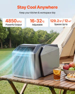 VEVOR Portable Camping Air Conditioner 4850 BTU, Dual Hose Split Tent AC Unit with Remote & Touch Control, 16–32°C Adjustable, 200 m³/h Airflow, 58dB Low Noise, for RV, Outdoor Cooling, Dark Grey