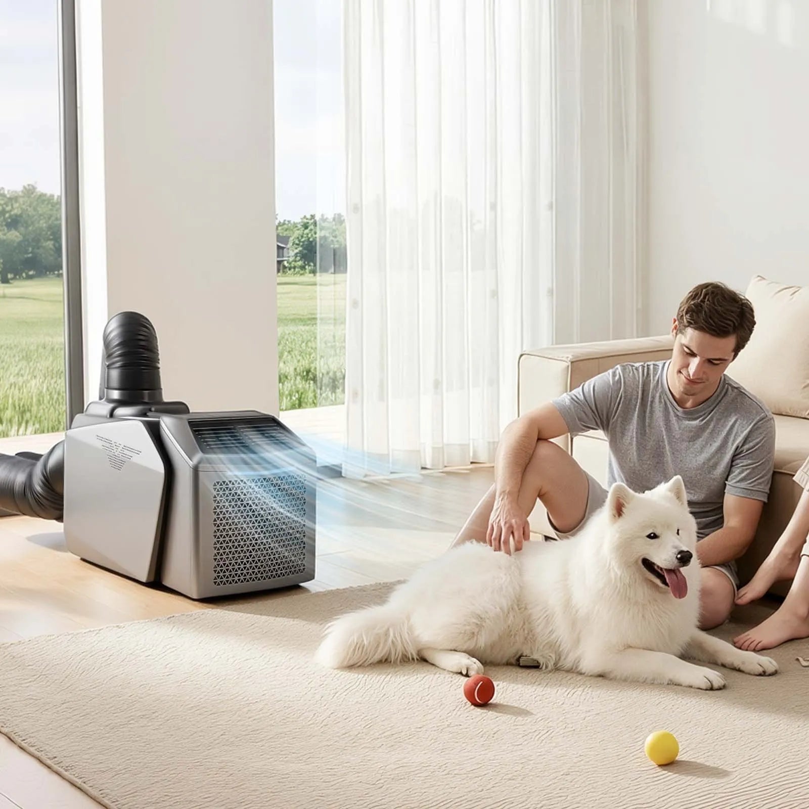 VEVOR Portable Camping Air Conditioner 4850 BTU, Dual Hose Split Tent AC Unit with Remote & Touch Control, 16–32°C Adjustable, 200 m³/h Airflow, 58dB Low Noise, for RV, Outdoor Cooling, Dark Grey
