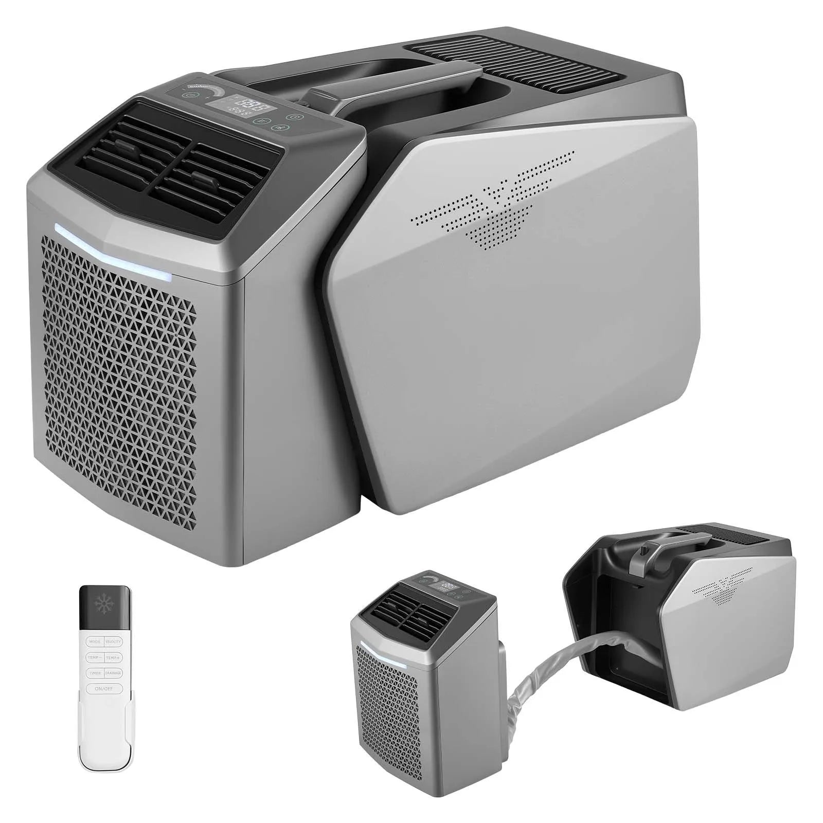 VEVOR Portable Camping Air Conditioner 4850 BTU, Dual Hose Split Tent AC Unit with Remote & Touch Control, 16–32°C Adjustable, 200 m³/h Airflow, 58dB Low Noise, for RV, Outdoor Cooling, Dark Grey