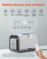 VEVOR Portable Camping Air Conditioner, 3000 BTU Tent AC Unit, 530W Cooling Only, Touch & Remote Control, 24H Timer, 200 m³/h Airflow, Compatible with DC24V/AC Power, for Tents, RVs, Camping, Outdoor