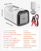VEVOR Portable Camping Air Conditioner, 3000 BTU Tent AC Unit, 530W Cooling Only, Touch & Remote Control, 24H Timer, 200 m³/h Airflow, Compatible with DC24V/AC Power, for Tents, RVs, Camping, Outdoor