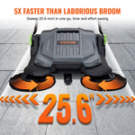 VEVOR Walk-behind Hand Push Floor Sweeper, 65 cm Sweeping Width Floor Sweeper Manual Non-Electric, 18.9-Liter Waste Container, Angle & Height Adjustable Folding Handle for Walkway, Yard, Garage, Patio