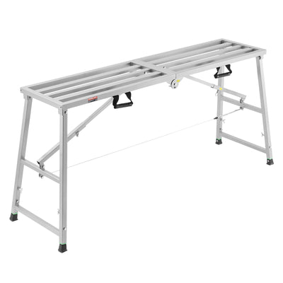 VEVOR Work Platform, 4 Gear Adjustable Height, Folding Alloy Steel Step Ladder, Portable Scaffolding Platform, 800 lb Load Capacity, Non-Slip Rubber Feet, Drywall Painting Stool, Cleaning &amp; Washing