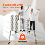 VEVOR Work Platform, 4 Gear Adjustable Height, Folding Alloy Steel Step Ladder, Portable Scaffolding Platform, 880 lb Load Capacity, Non-Slip Rubber Feet, Drywall Painting Stool, Cleaning &amp; Washing