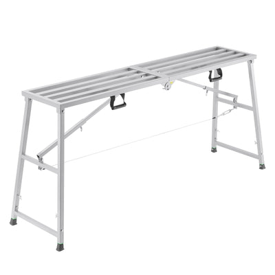 VEVOR Work Platform, 4 Gear Adjustable Height, Folding Alloy Steel Step Ladder, Portable Scaffolding Platform, 880 lb Load Capacity, Non-Slip Rubber Feet, Drywall Painting Stool, Cleaning &amp; Washing