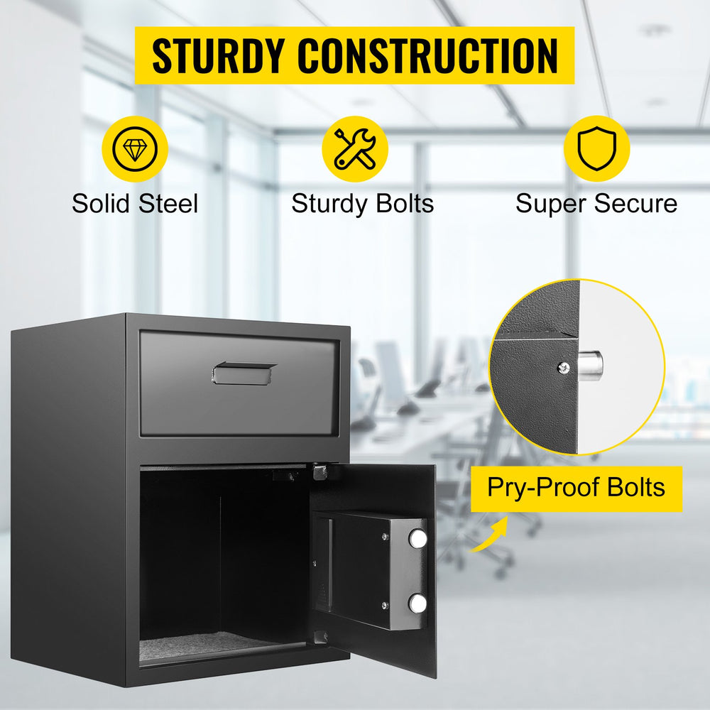 VEVOR Digital Depository Safe 48 L Electronic Code Lock, Deposit Safe with Two Emergency Keys and Deposit Slot, Restaurant Safe Made of Carbon Steel, Depository Box for Home, Hotel and Office
