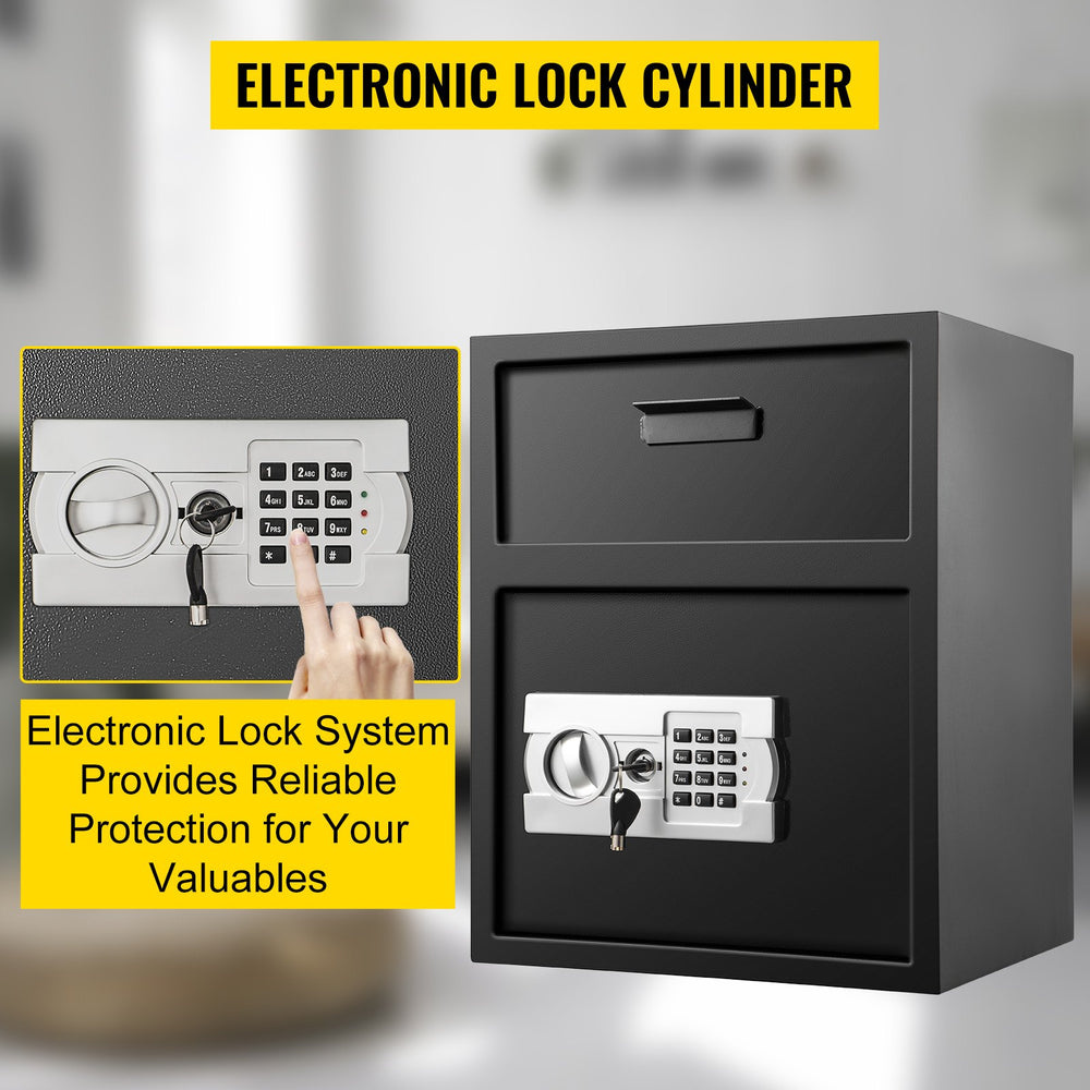 VEVOR Digital Depository Safe 48 L Electronic Code Lock, Deposit Safe with Two Emergency Keys and Deposit Slot, Restaurant Safe Made of Carbon Steel, Depository Box for Home, Hotel and Office