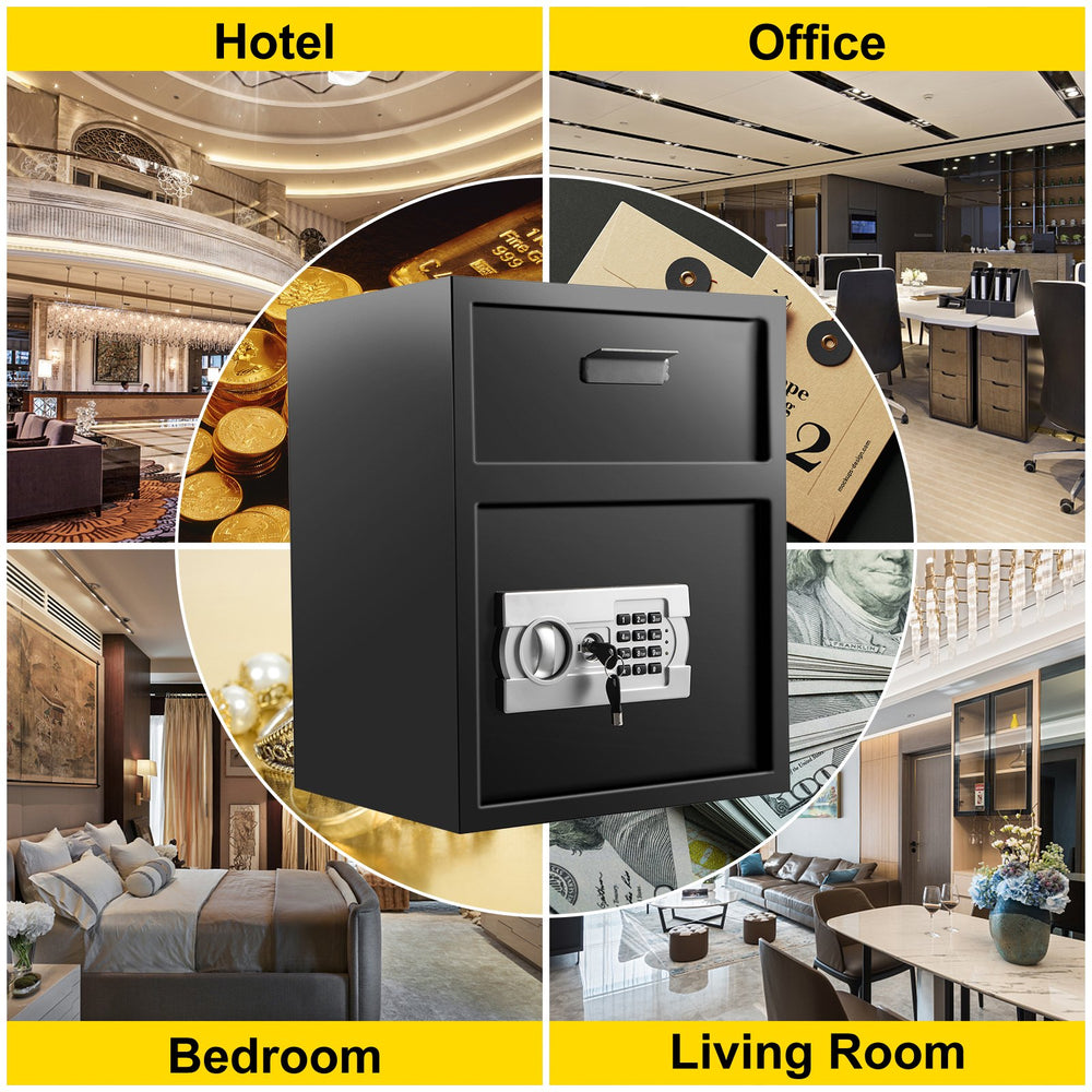 VEVOR Digital Depository Safe 48 L Electronic Code Lock, Deposit Safe with Two Emergency Keys and Deposit Slot, Restaurant Safe Made of Carbon Steel, Depository Box for Home, Hotel and Office