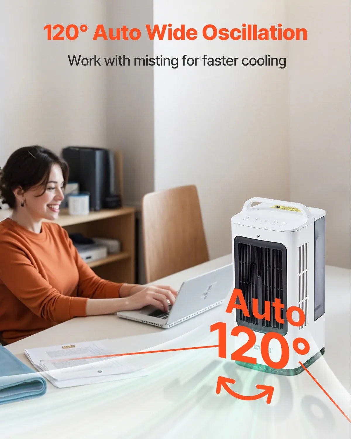 VEVOR Portable Air Conditioner, 4-in-1 Evaporative Air Cooler, 3-Speed Mini Air Conditioner with 0-7H Smart Timer, 1700ml Water Tank, 7-Color Light, Personal Mini Desk AC Fan for Bedroom Office Room