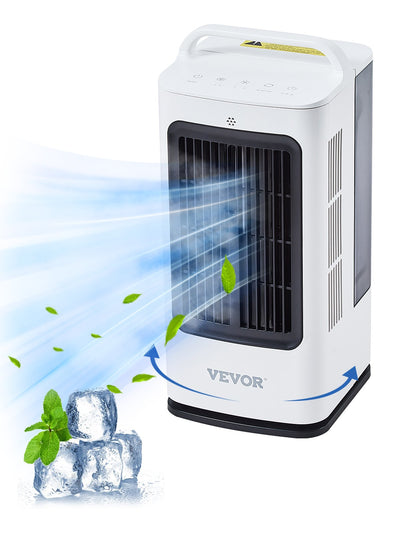 VEVOR Portable Air Conditioner, 4-in-1 Evaporative Air Cooler, 3-Speed Mini Air Conditioner with 0-7H Smart Timer, 1700ml Water Tank, 7-Color Light, Personal Mini Desk AC Fan for Bedroom Office Room