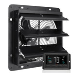VEVOR Shutter Exhaust Fan, 254mm with Temperature Humidity Controller, EC-motor, 843 CFM, Variable Speed Adjustable Wall Mount Attic Fan, Ventilation and Cooling for Greenhouses, Garages, Sheds