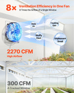VEVOR 413 mm Shutter Exhaust Fan Wall Mounted Automatic Louvers Silver, Sturdy Steel Housing, 2270 CFM Low Noise, AC Motor, Ventilation and Cooling for Attic, Garage, Barn, Greenhouse, Workshop
