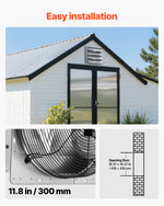 VEVOR 413 mm Shutter Exhaust Fan Wall Mounted Automatic Louvers Silver, Sturdy Steel Housing, 2270 CFM Low Noise, AC Motor, Ventilation and Cooling for Attic, Garage, Barn, Greenhouse, Workshop