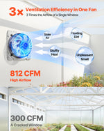 VEVOR 268 mm Shutter Exhaust Fan Wall Mounted 812 CFM Automatic Louvers, Sturdy Steel Housing, Low Noise, AC Motor, Ventilation and Cooling for Attic, Garage, Barn, Greenhouse, Workshop, Silver