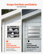 VEVOR 268 mm Shutter Exhaust Fan Wall Mounted 812 CFM Automatic Louvers, Sturdy Steel Housing, Low Noise, AC Motor, Ventilation and Cooling for Attic, Garage, Barn, Greenhouse, Workshop, Silver