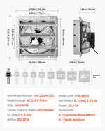VEVOR 268 mm Shutter Exhaust Fan Wall Mounted 812 CFM Automatic Louvers, Sturdy Steel Housing, Low Noise, AC Motor, Ventilation and Cooling for Attic, Garage, Barn, Greenhouse, Workshop, Silver