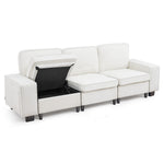 VEVOR 3 Steater Sofa, Modular Sectional Couch with Bottom Storage Space, Modern Comfy Cloud Sofa with Side Storage Pockets and Metal Frame, Ideal for Living Room, Bedroom, Apartment and Office, White