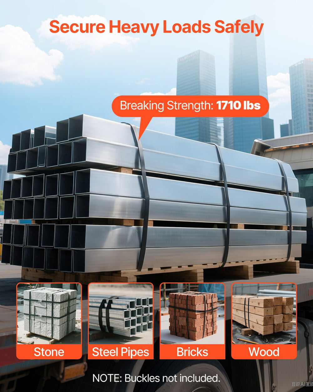 VEVOR Steel Strapping Coil, 19 mm x 0.55 mm x 91 m, Metal Strapping Banding Roll Withstands Harsh Environment, 775.6 kg Break Strength, Heavy Duty Banding Pallet Strap Coil for Pallet Packing