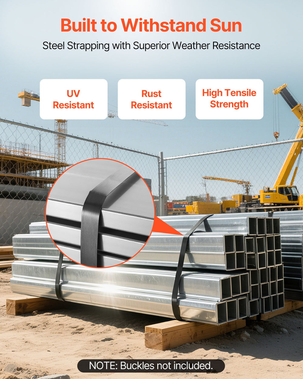 VEVOR Steel Strapping Coil, 19 mm x 0.55 mm x 91 m, Metal Strapping Banding Roll Withstands Harsh Environment, 775.6 kg Break Strength, Heavy Duty Banding Pallet Strap Coil for Pallet Packing