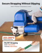 VEVOR Electric Strapping Machine, 2 x 4000mAh Batteries, Automatic Strapping Tool with Digital Display for 10-19 mm Wide PET Straps, Banding Tensioner Machine for Packaging Box Pallet