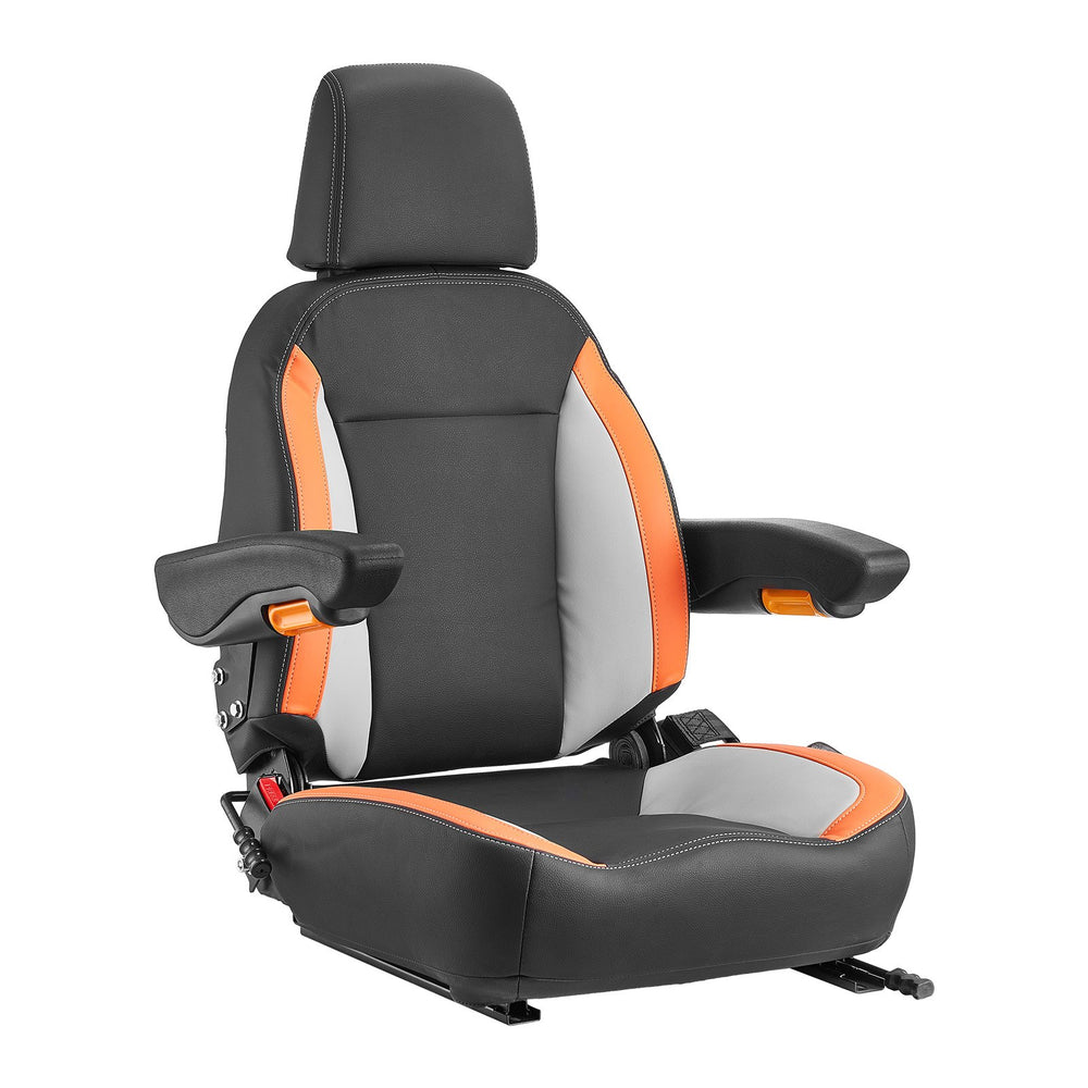 VEVOR Universal Forklift Seat, Tractor Seat with Adjustable Back, Armrest, Headrest & Safety Belt, Secure Tractor Seat with Micro Switch, Ergonomic Lawnmower Seat for Skid Loader Bulldozer