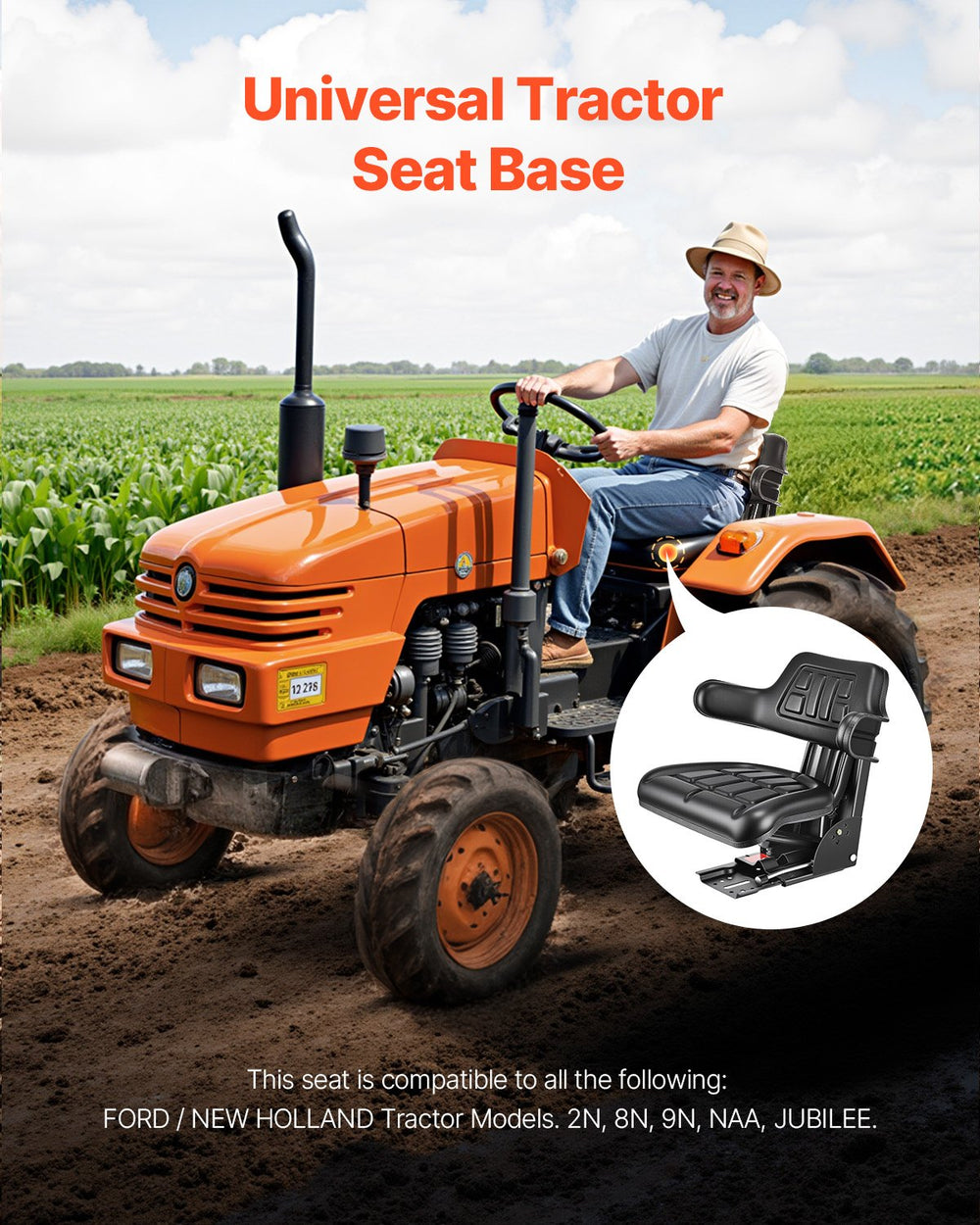 VEVOR Universal Forklift Seat, Waterproof Tractor Suspension Seat with Adjustable Back, Secure Tractor Seat with Micro Switch, Widely Compatible Seat for Skid Loader Bulldozer
